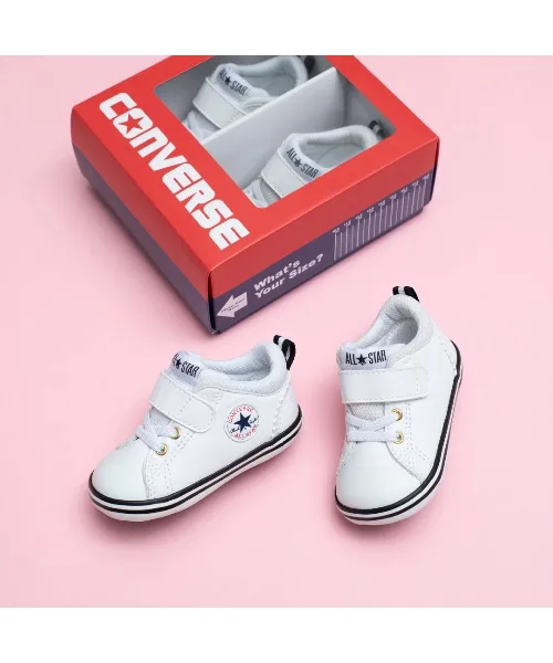 Кроссовки из синтетической кожи CONVERSE ALL STAR MINI ALL STAR V-1 белые с золотым