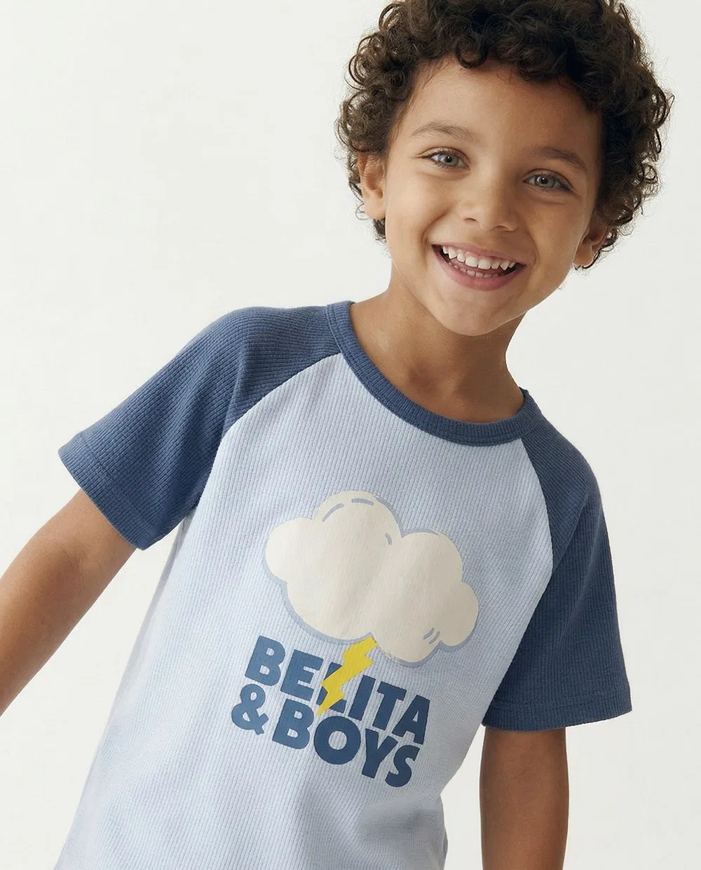 Детская светло-голубая вафельная футболка Cloud Color Block от Belita&Boys