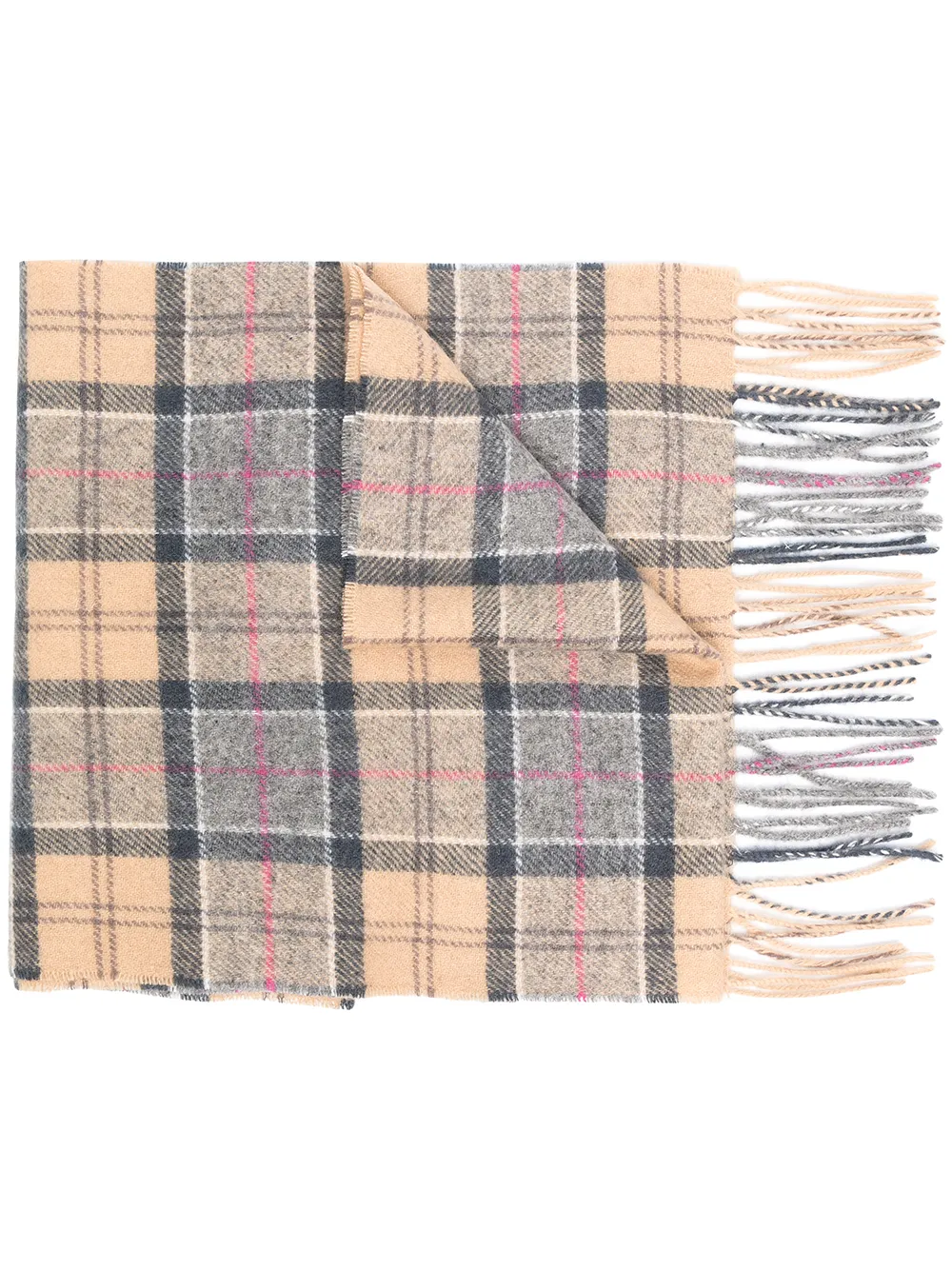 

Клетчатый шарф с бахромой Barbour, коричневый