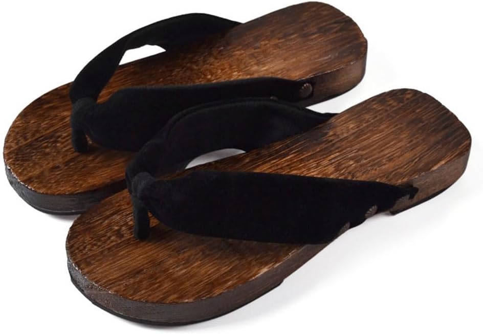 

Мужские японские сабо-шлепанцы, японские традиционные сандалии Гета, традиционные деревянные сабо Гета, повседневные шлепанцы с антискользящей подошвой (Размер: EU 42, Цвет: ЧерныйA) Yczhd