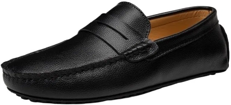 Мужские лоферы, кожа PU, винтажные, повседневные, Black UOPYNE