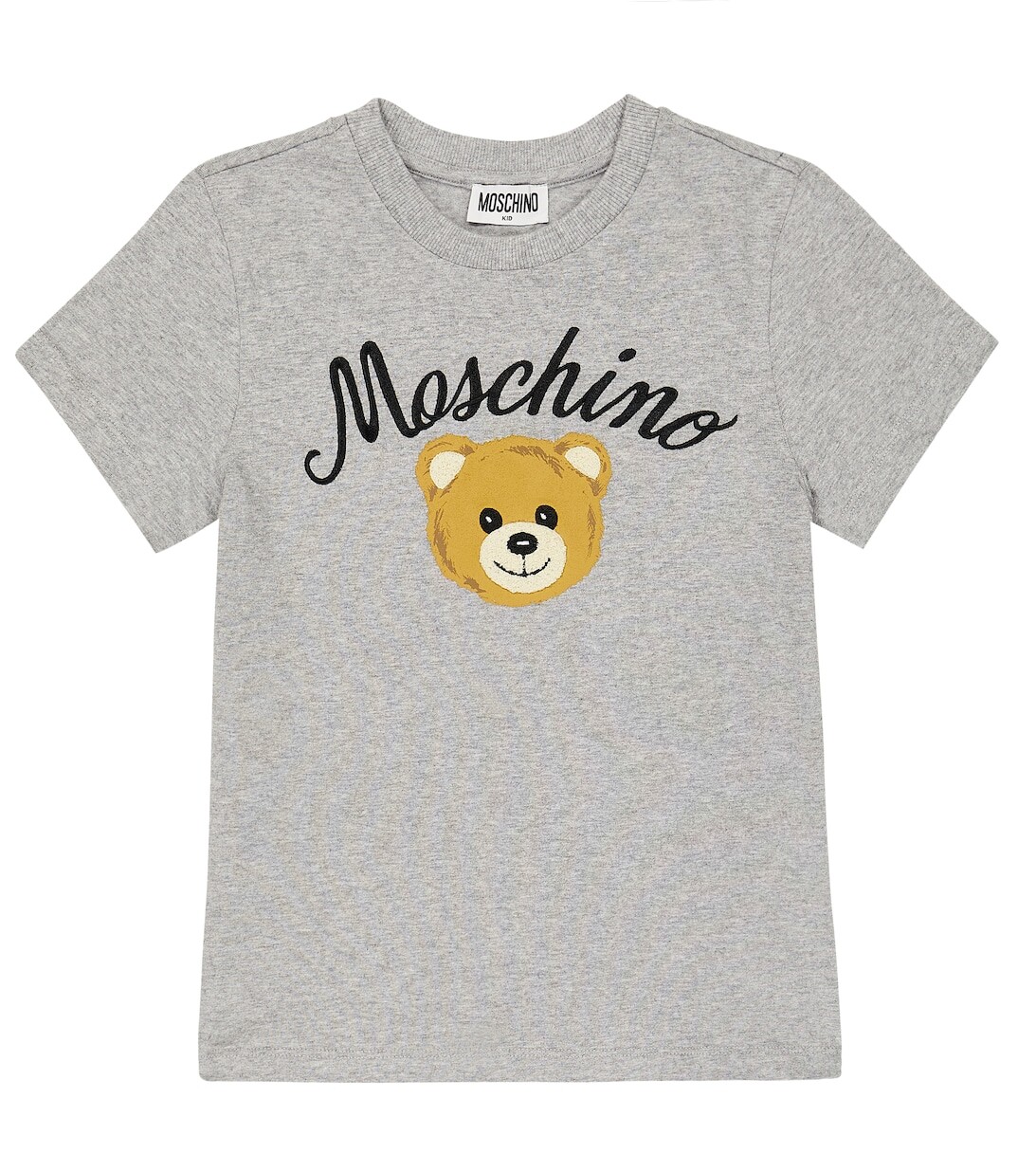 

Футболка из смесового хлопкового джерси с вышивкой Moschino, серый