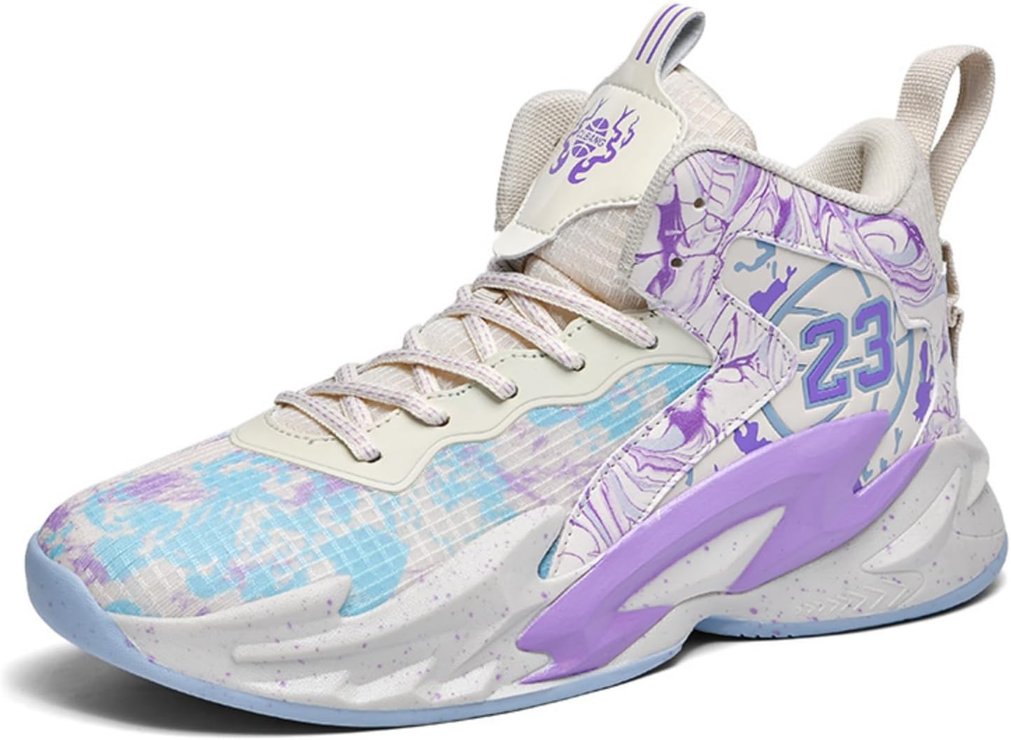 

Мужские дышащие баскетбольные кроссовки на шнуровке из сетки, модные высокие кеды с противоскользящей подошвой, повседневная обувь для спортзала, тенниса, бега, ходьбы Boaobaihuo, фиолетовый