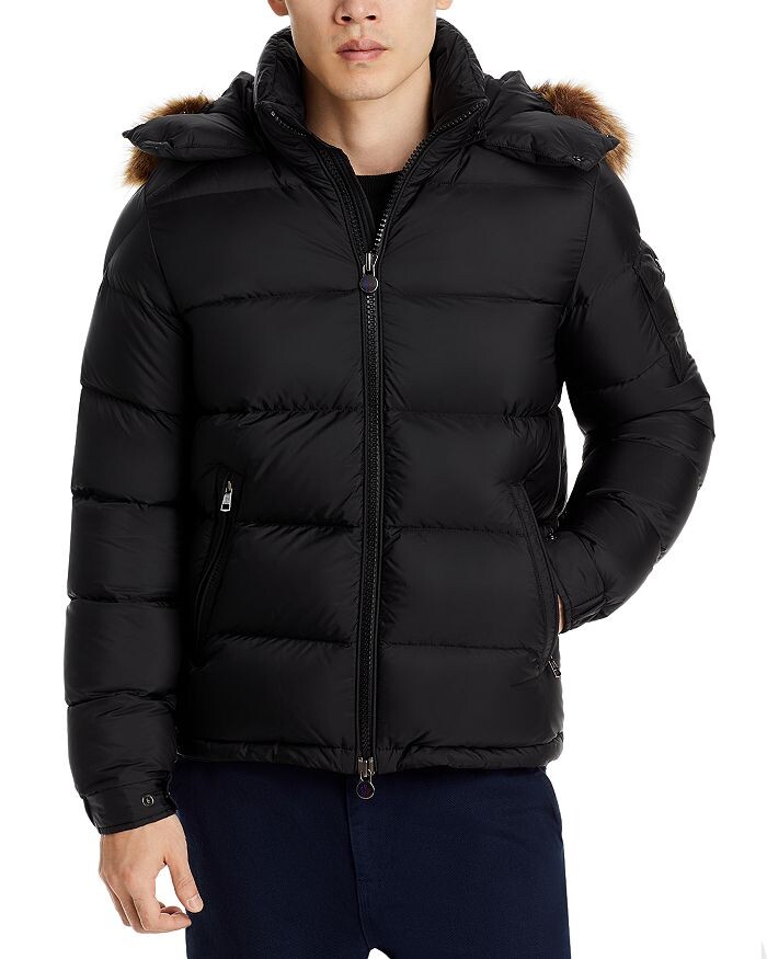 Пуховик Moncler Mayaf с отделкой из искусственного меха и капюшоном, черный — фото 2