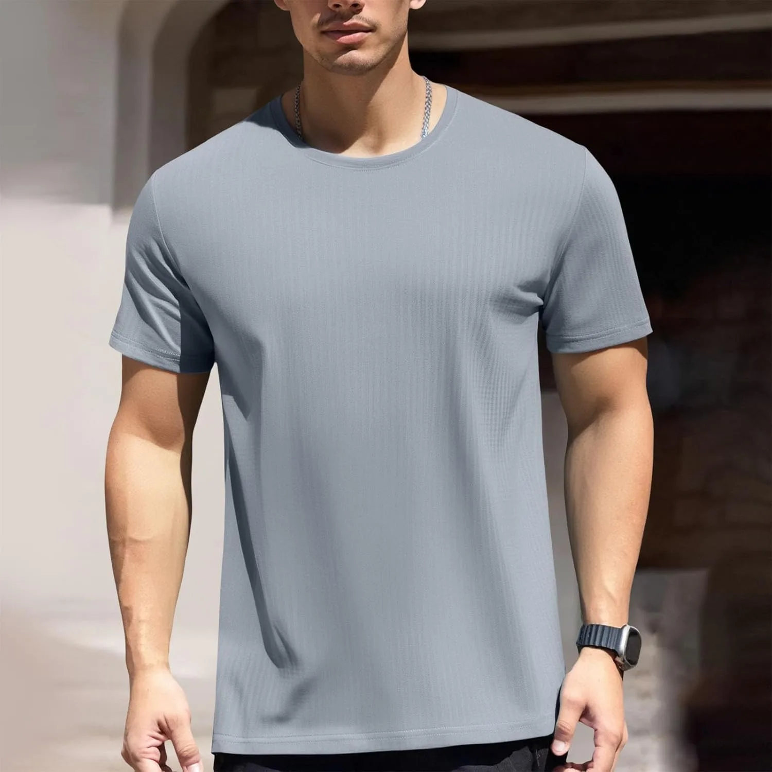 Мужская футболка Casual для спорта, дышащая, с сетчатым дизайном — фото 3