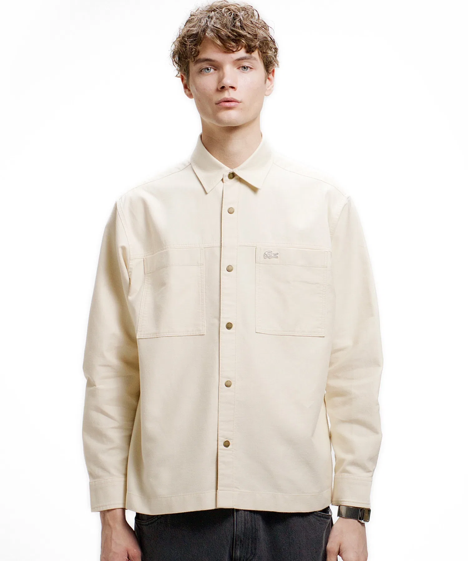 Мужская рубашка-жакет LACOSTE из хлопкового корда Offwhite