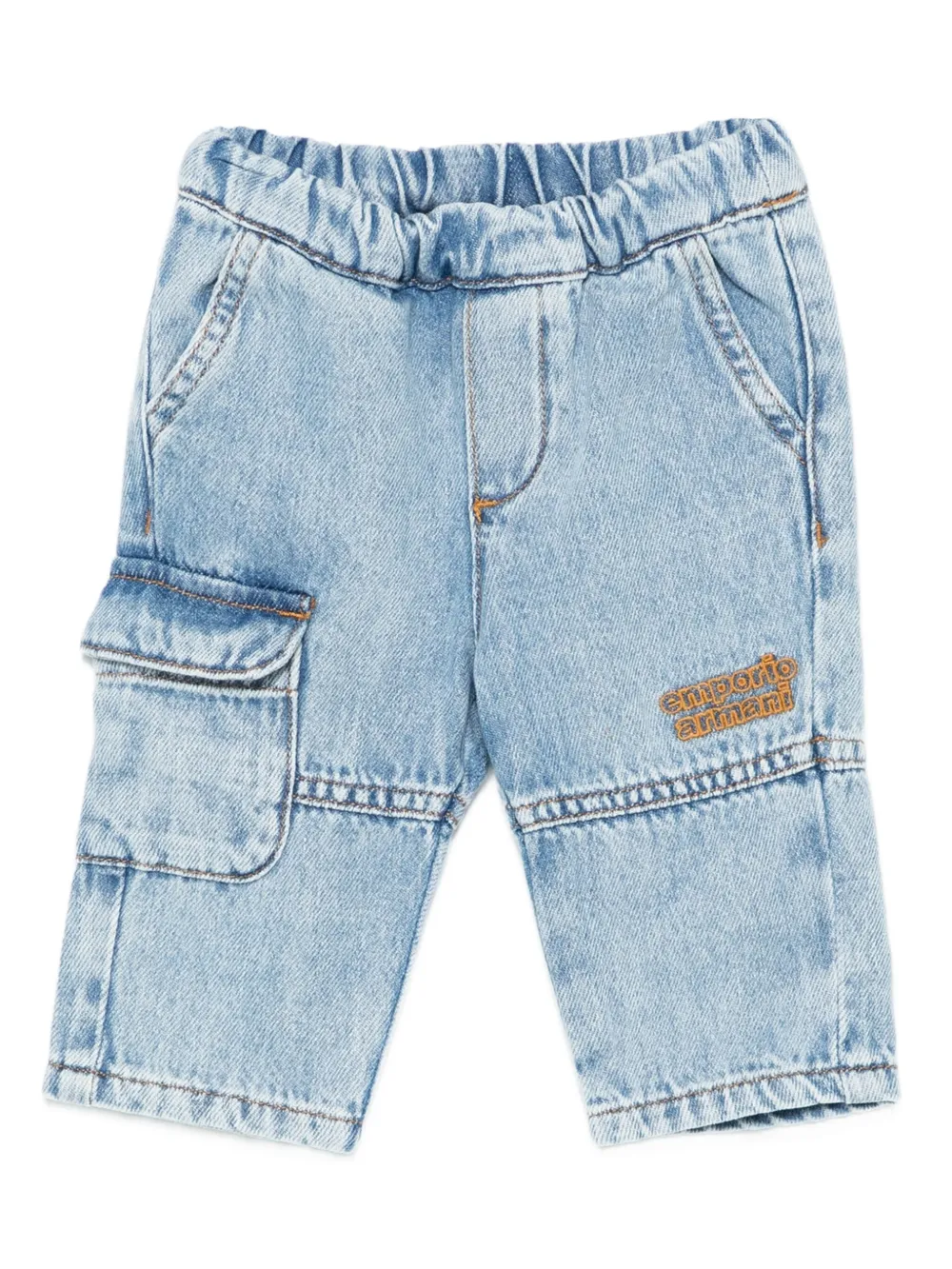 

Брюки карго с вышитым логотипом Emporio Armani Kids, синий