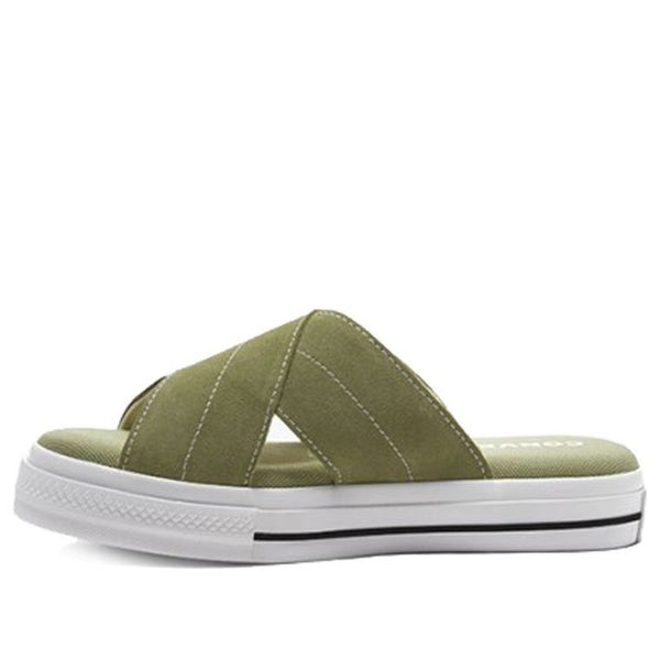Тапочки one star slip sandal thick sole retro low top sports slippers Converse, зеленый