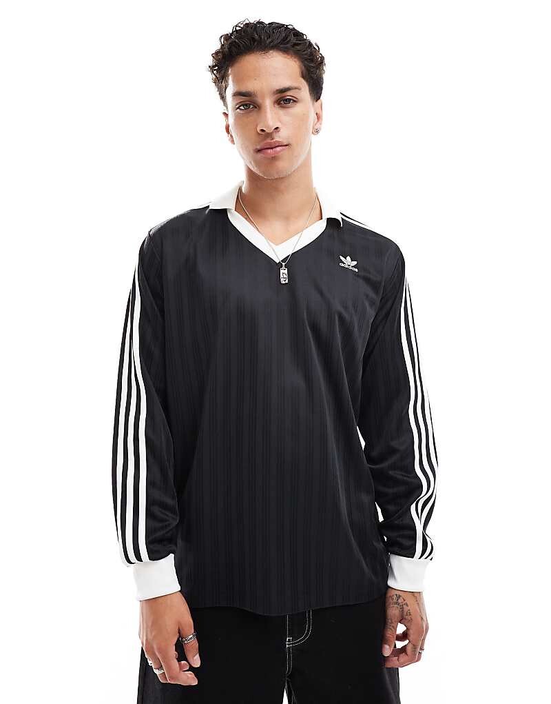 

adidas Originals — черная футболка из пике с длинными рукавами