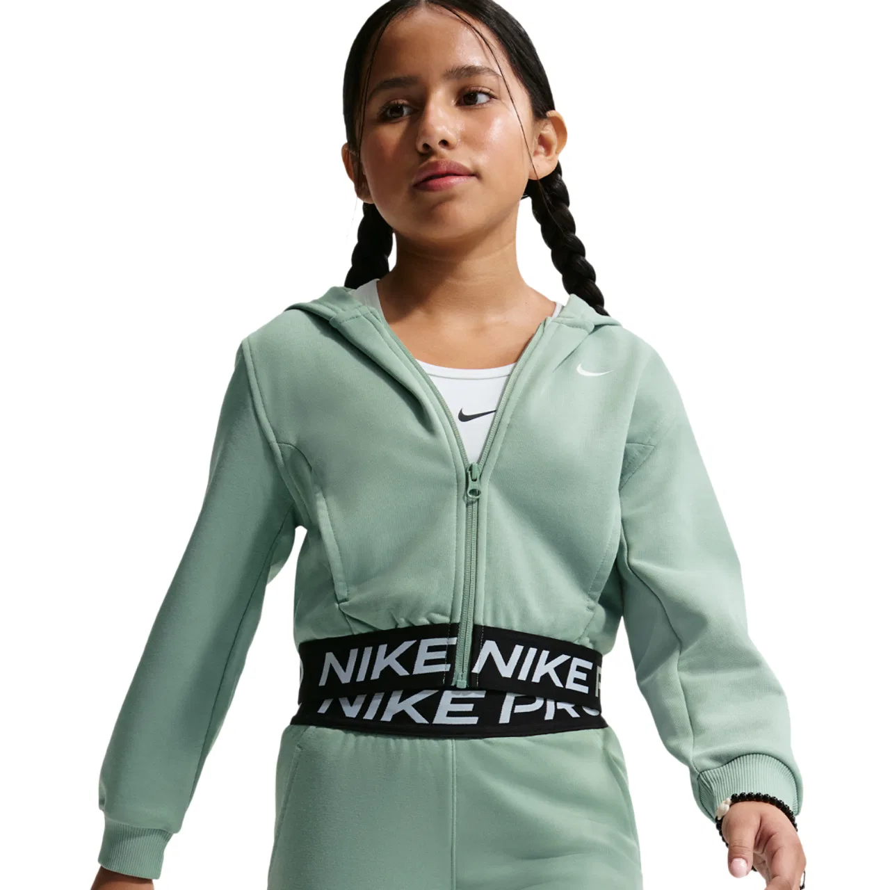 Детская худи на молнии Dri-FIT Nike, цвет Steam/Steam/Black