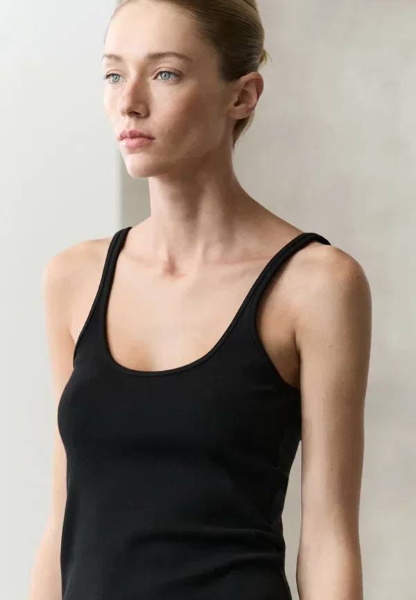 Топ из лиоцелла, хлопка и полиамида Massimo Dutti, черный — фото 2