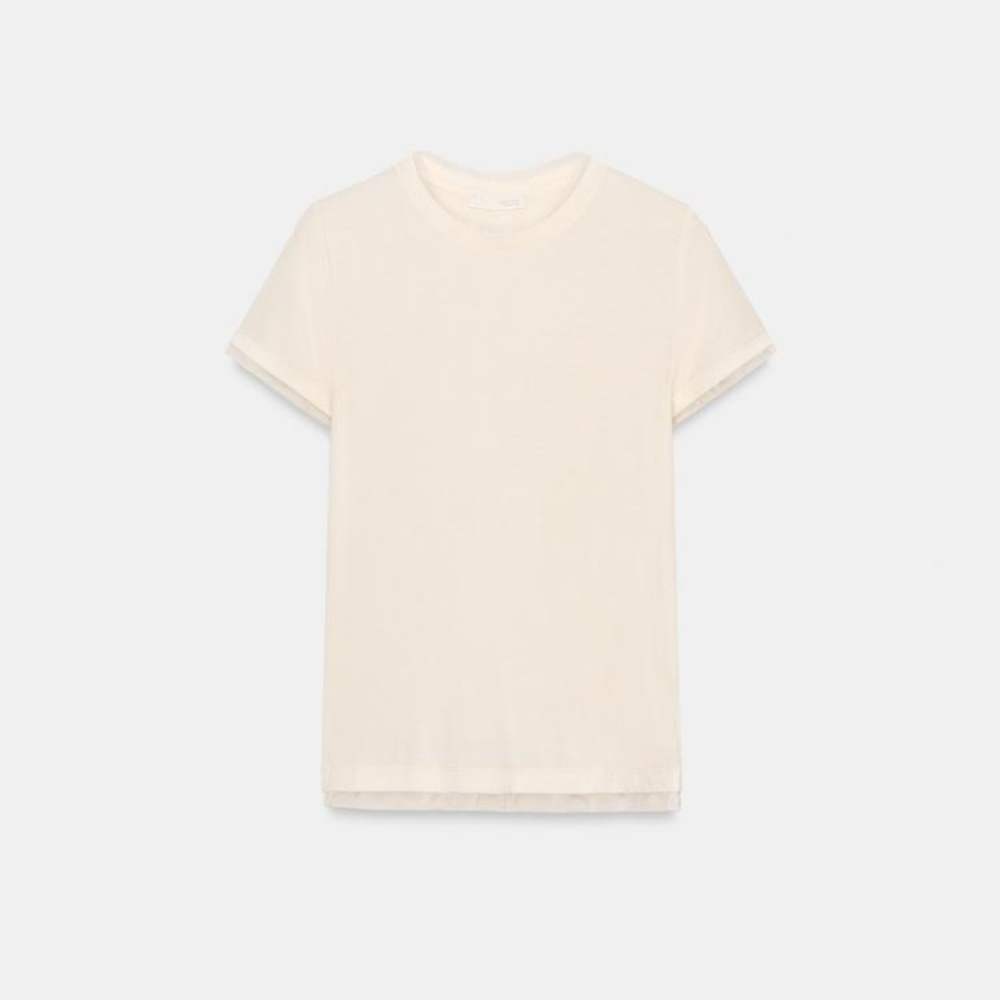 

Футболка Zara With Tulle Detail, светло-кремовый, Бежевый, Футболка Zara With Tulle Detail, светло-кремовый