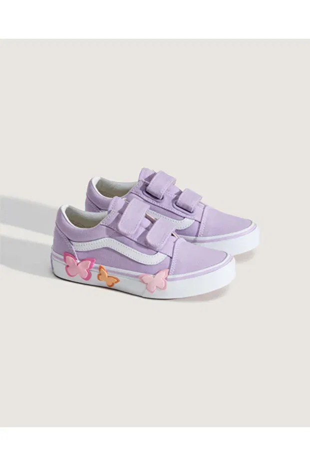 Детские балетки для девочек с принтом Old skool v butterfly Vans, Lila