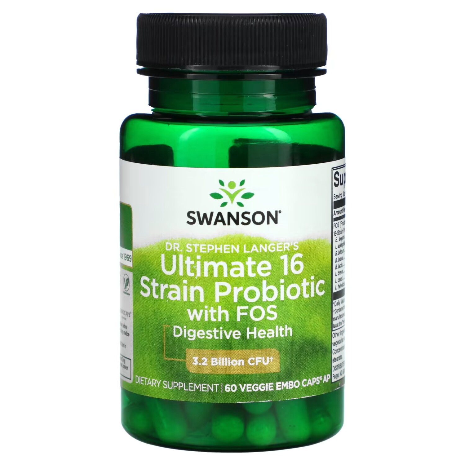 

Swanson Ultimate 16 Strain Probiotic пробиотик из 16 штаммов с ФОС 3,2 млрд КОЕ, 60 вегетарианских капсул