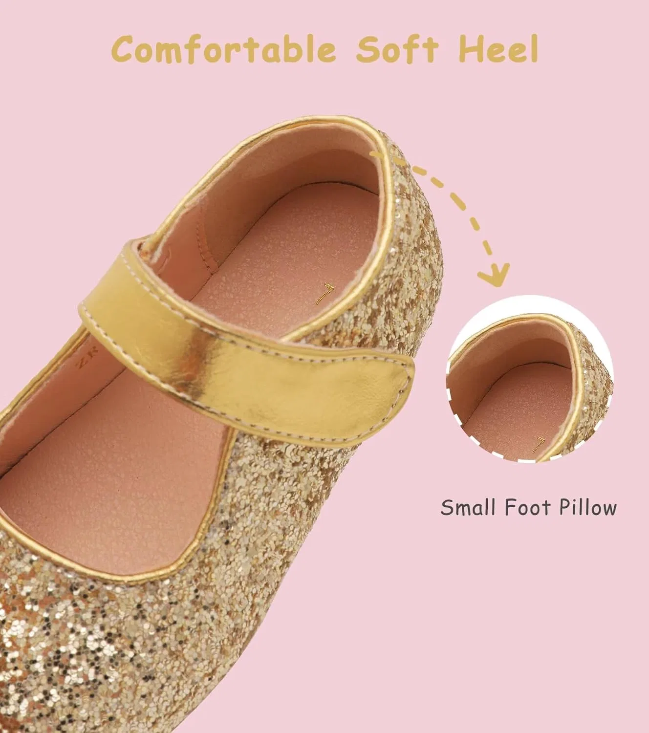 Детские туфли Мэри Джейн для девочек Flower Girl Dress Shoes Mary Janes Flat Nedaan, Gold — фото 4
