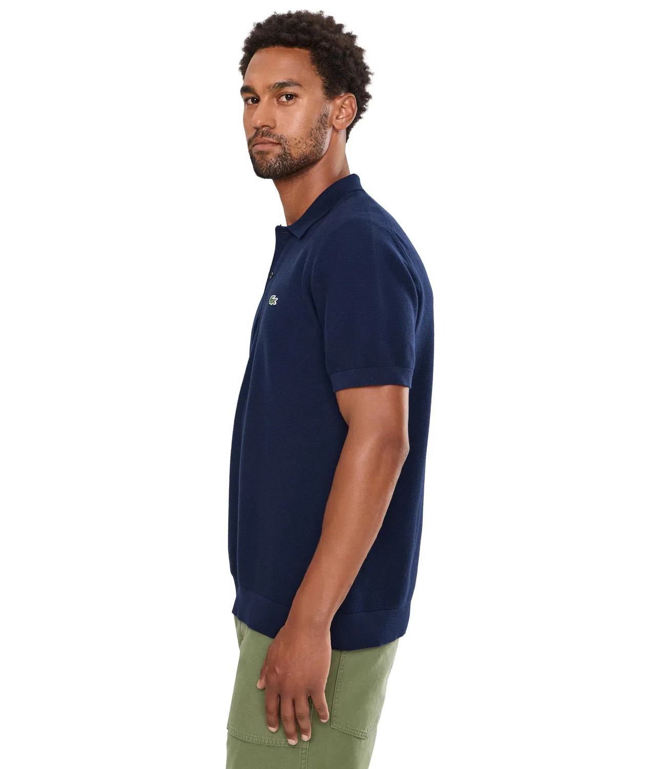 Классическая вязаная рубашка-поло Lacoste, Navy Blue — фото 3