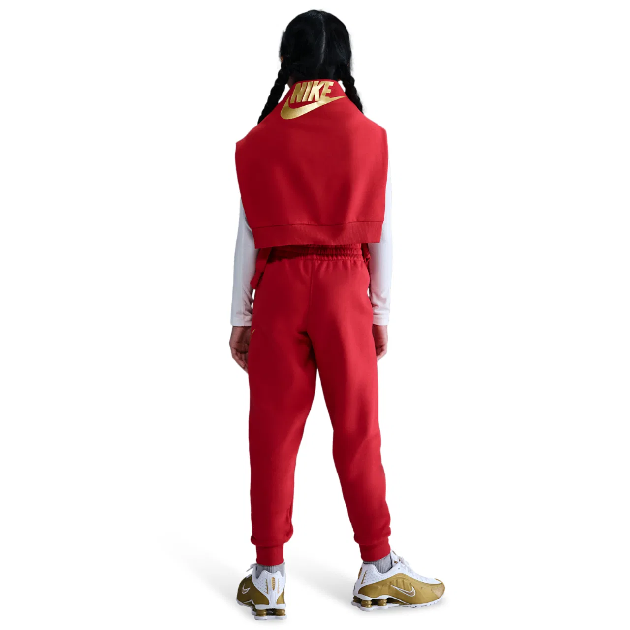 Спортивные брюки Club Fleece Nike, цвет Metallic Gold/University Red — фото 4