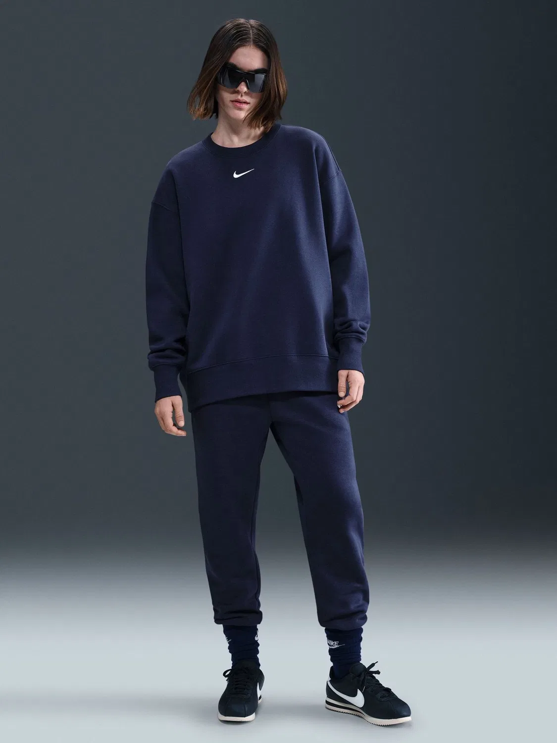 Свитшот с свободной посадкой, Phoenix Fleece Nike, темно-синий