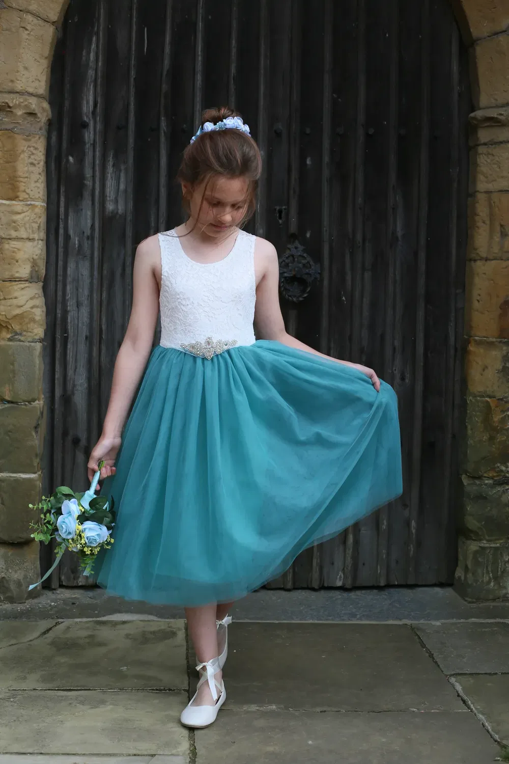 Платье классическое богемное Bohemian Classic Dress, Uk Flower Girl Boutique, Teal