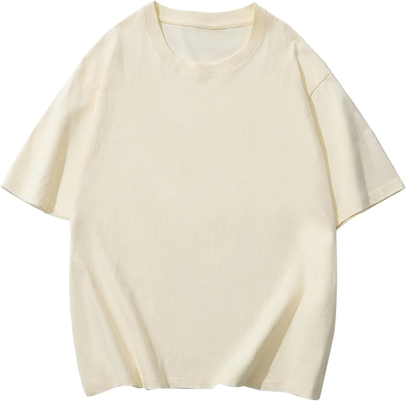 Мужская хлопковая футболка оверсайз с коротким рукавом, Beige — фото 4