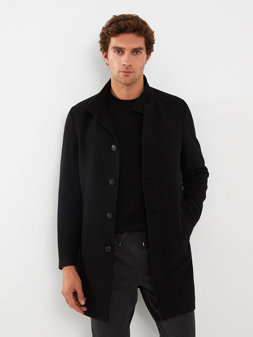 

Толстое мужское пальто Cachet Slim Fit с воротником-стойкой LCW Vision, Черный, Толстое мужское пальто Cachet Slim Fit с воротником-стойкой LCW Vision