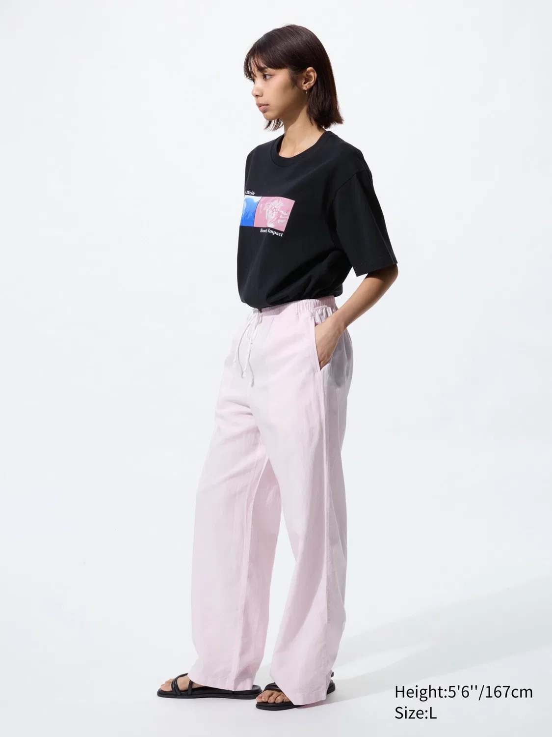 Футболка Uniqlo, с коротким рукавом и графическим принтом, черный — фото 3