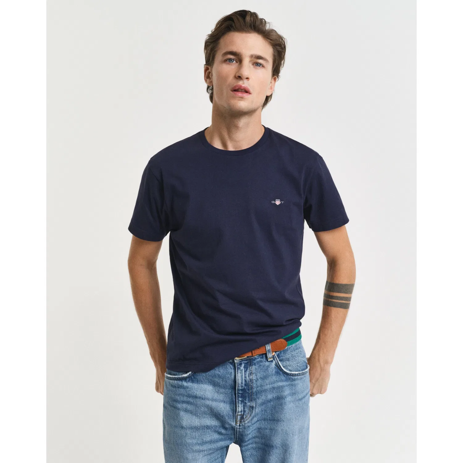Детская хлопковая футболка с логотипом Gant, Evening Blue