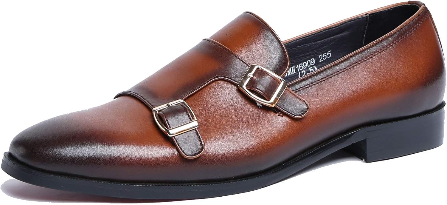 

Мужские монашеские туфли, банкетные свадебные туфли, деловые кожаные туфли с одной пряжкой, заостренные, коричневые - 41/UK 7.5/US 8 Jlfzc