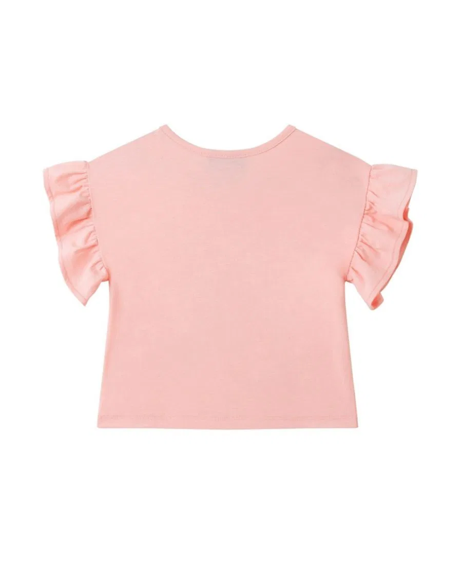 Футболка с рюшами и цветочным принтом, модель Floral Patch Graphic Andy & Evan, Pink — фото 2