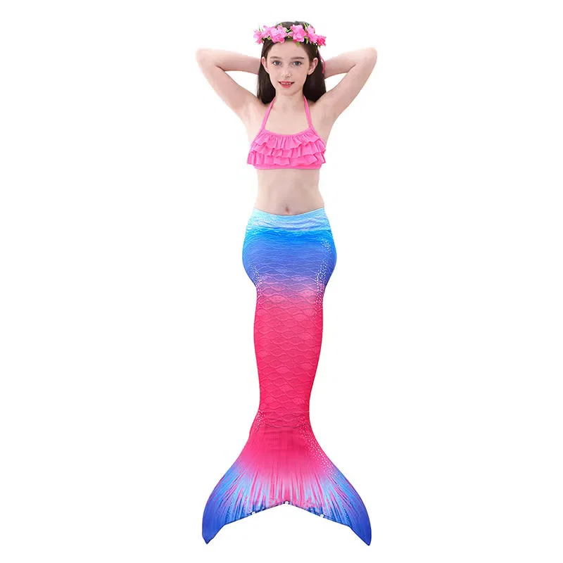 Комплект купальников бикини с блоком цветов 3-Piece mermaid swimming suit Jolly, розовый/синий — фото 3