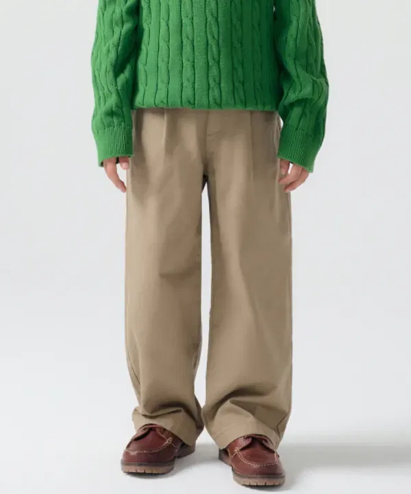 Широкие чинос с одним защипом из флиса, Musinsa Standard Kids, бежевый