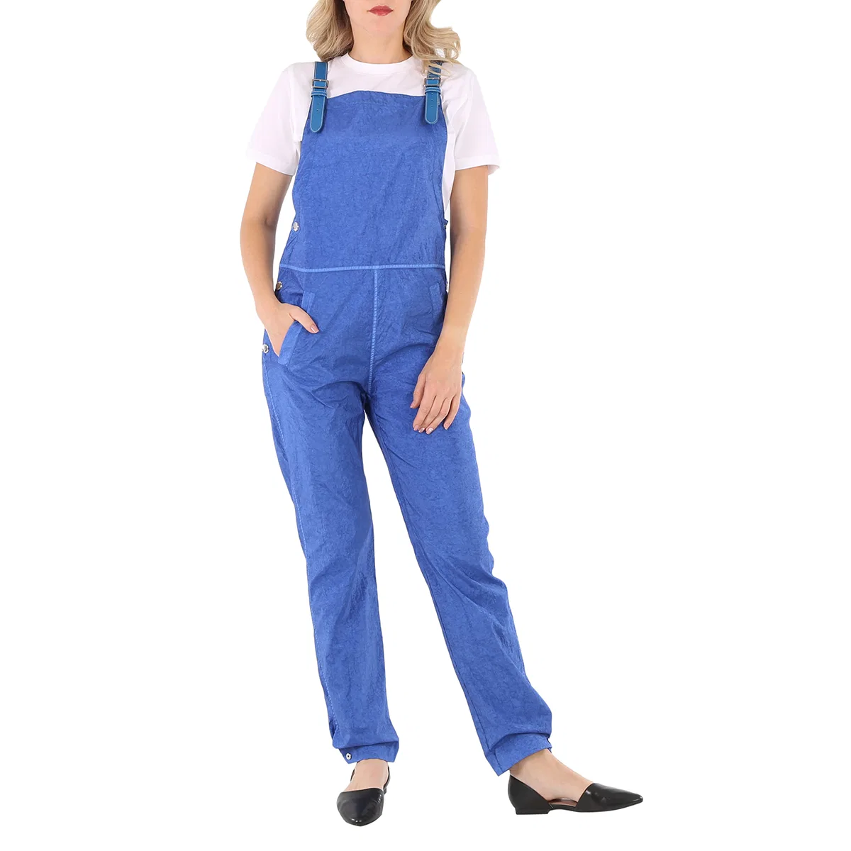 Комплект комбинезон Burberry Warm Royal Blue Leather-Trim Canvas Dungarees Jumpsuit, Warm Royal Blue