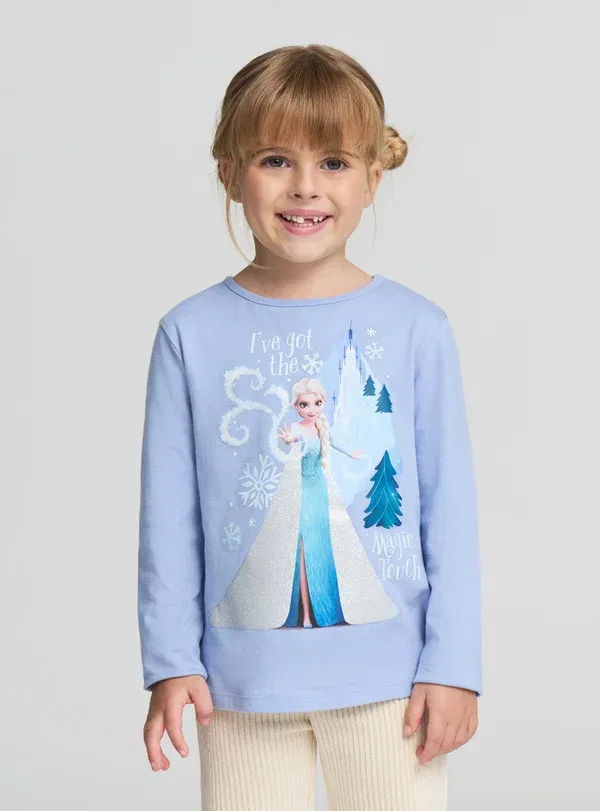 Топ с принтом Disney Princess Stampa frozen Terranova, Celeste chiaro, светло-голубой — фото 2