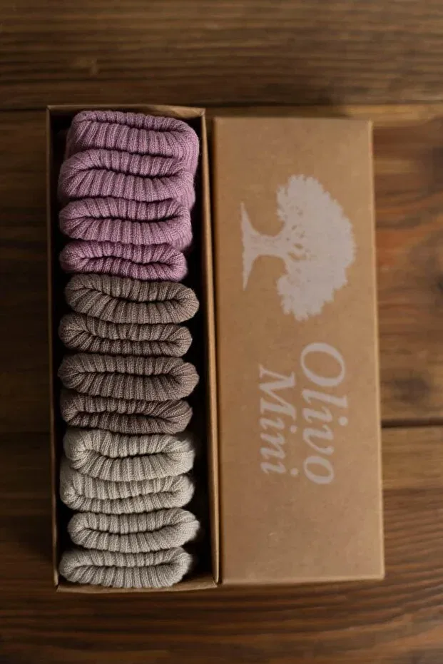 Детские носки для новорожденных из бамбука 6 шт Olivo Mini, Pink-Coffee-Beige