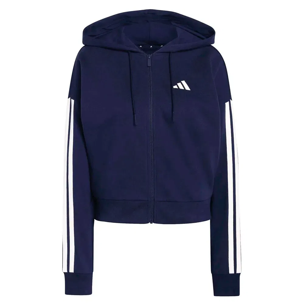 Худи на молнии Adidas Essentials 3 Stripes French Terry, синий — фото 3
