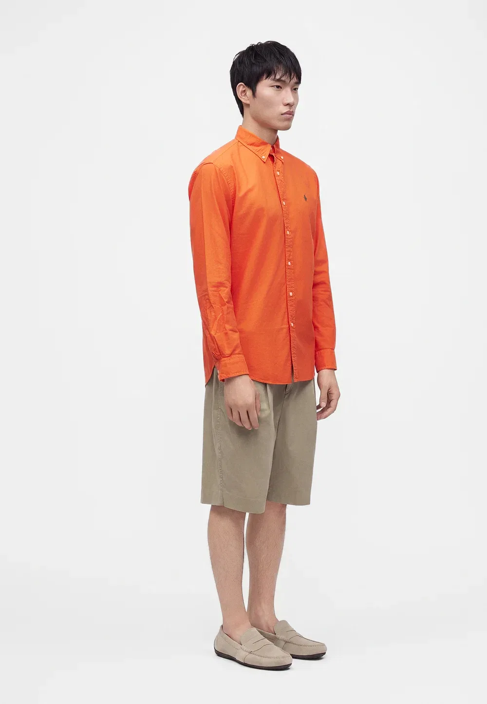 Рубашка-Оксфорд, сшитая на заказ, окрашенная в готовом виде Polo Ralph Lauren, Orange — фото 4