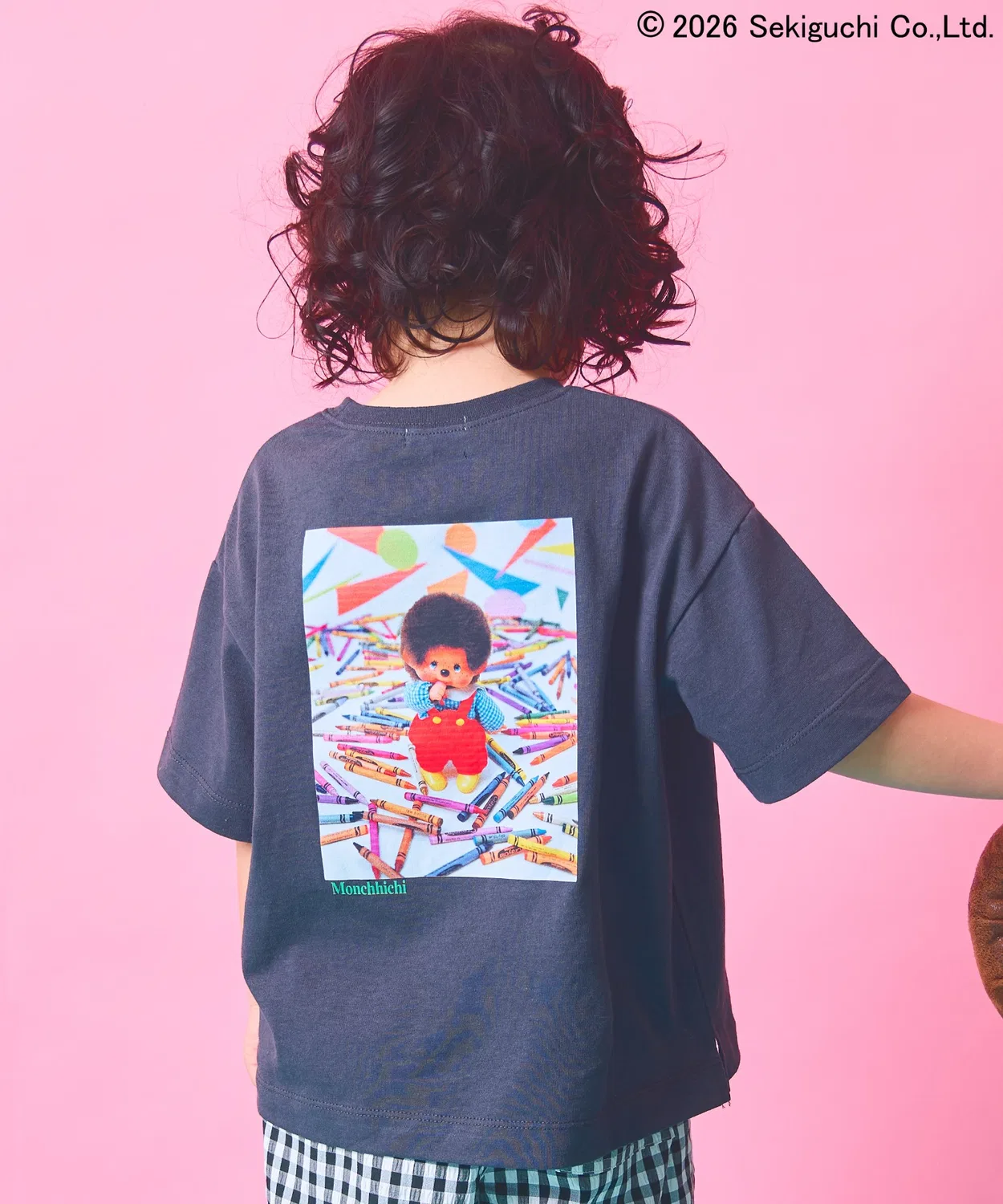 Детская футболка с принтом Monchhichi Retro Assort Half Sleeves pairmanon, Charcoal Grey