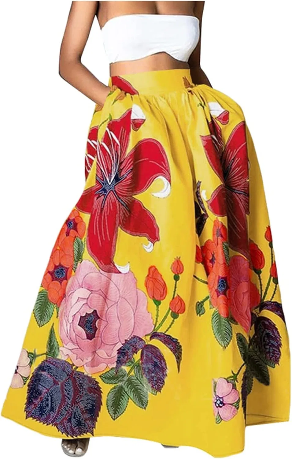 Женская длинная юбка казуал Summer Beach Western Skirts, Yellow