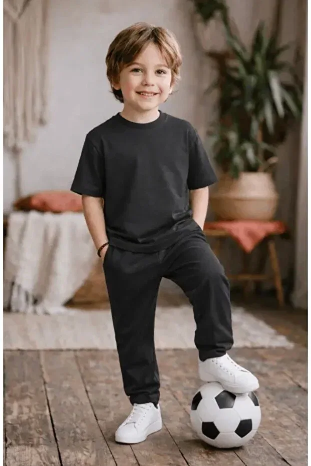 Детский спортивный комплект для мальчиков хлопковый Special series solid color Nigrum Pardus, Black