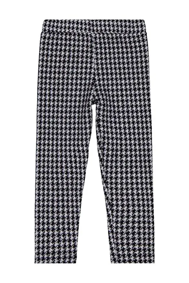 Детские леггинсы для девочек с принтом Houndstooth Pattern Civil Girls, Black — фото 2