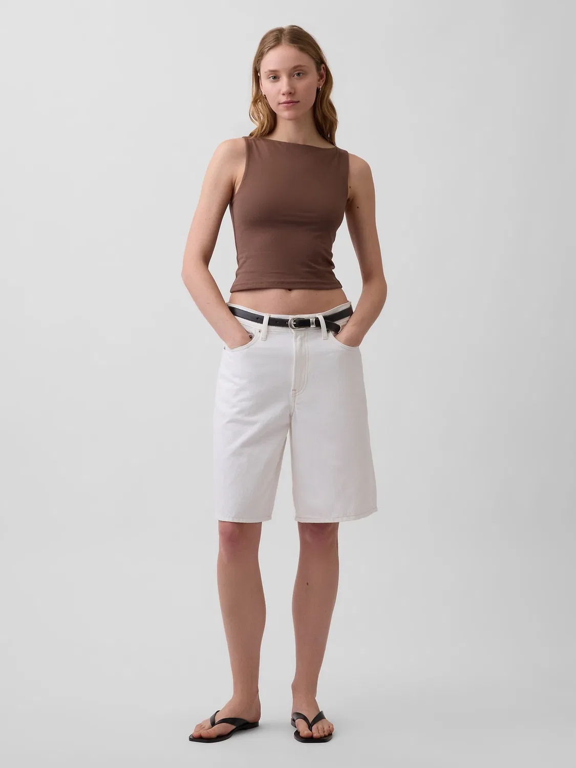 Топ-борцовка Gap Close Knit Jersey, коричневый — фото 3