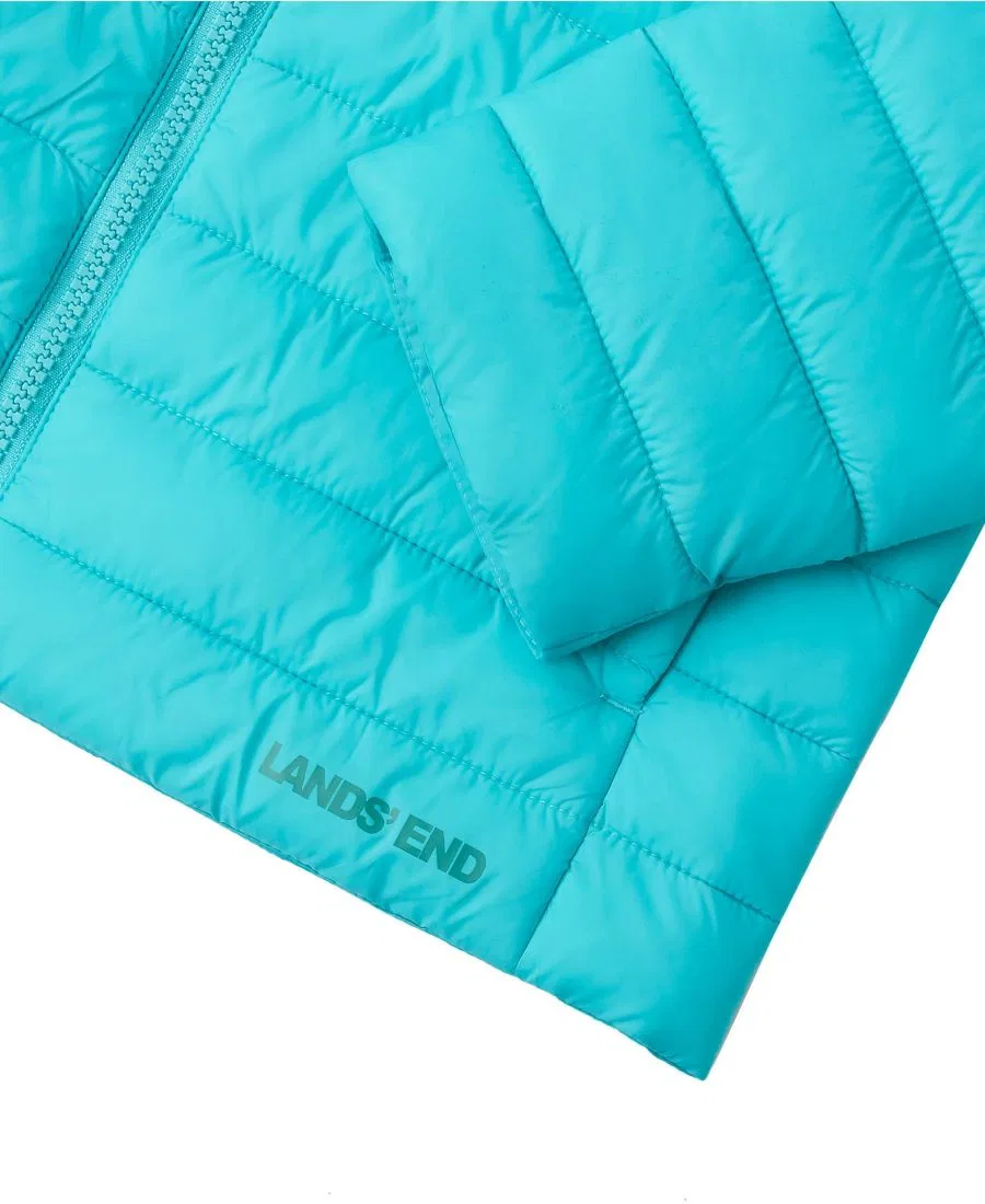 Детская куртка с капюшоном, стеганая, с утеплителем PrimaLoft Lands' End, Ceramic Blue — фото 4