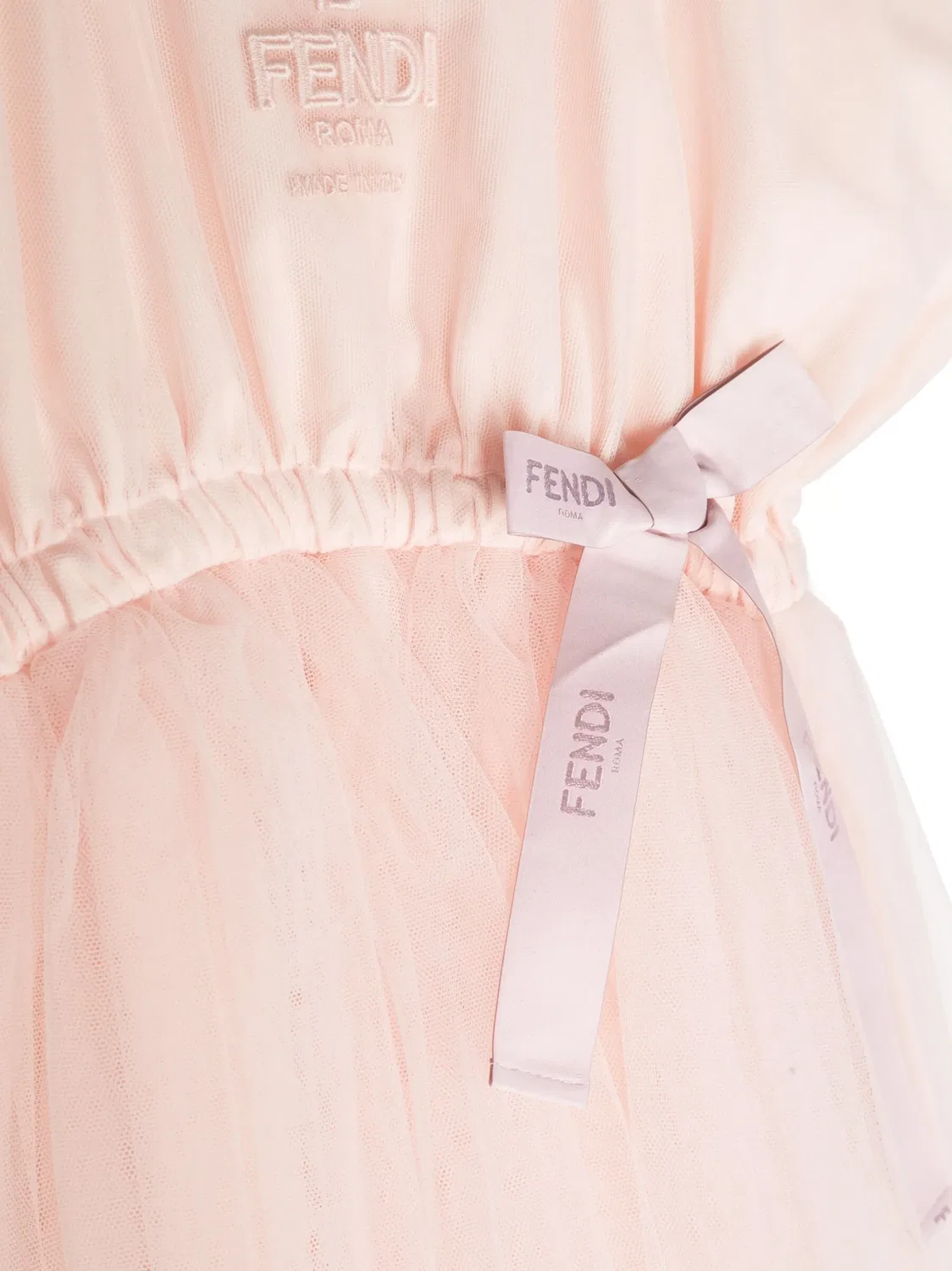 Платье с вышивкой хлопковое розовое FENDI, розовый — фото 2
