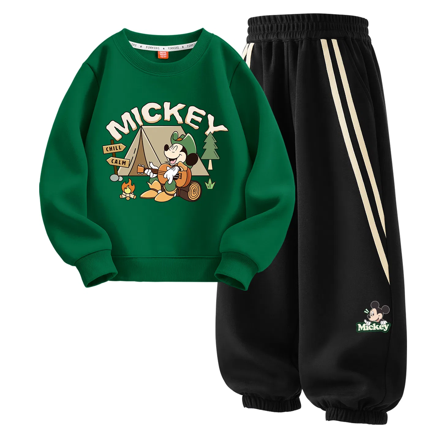 Детский спортивный комплект с принтом, Disney, Retro Green+Smiley K_Right Side Down Black
