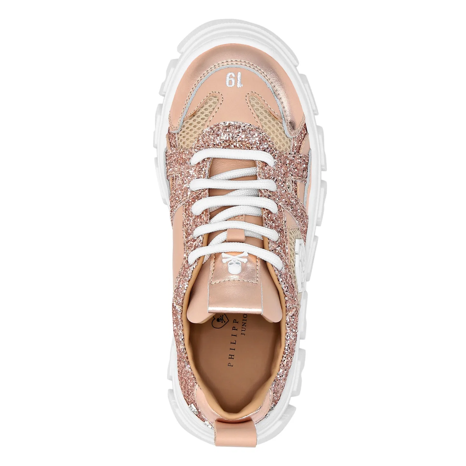 Детские кроссовки с шестиугольным эмблемой PHILIPP PLEIN, Rose/Pink — фото 2