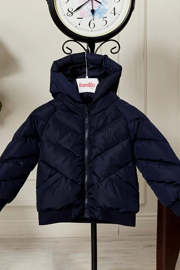 Детское зимнее пальто с капюшоном Benitto Kids, Navy Blue