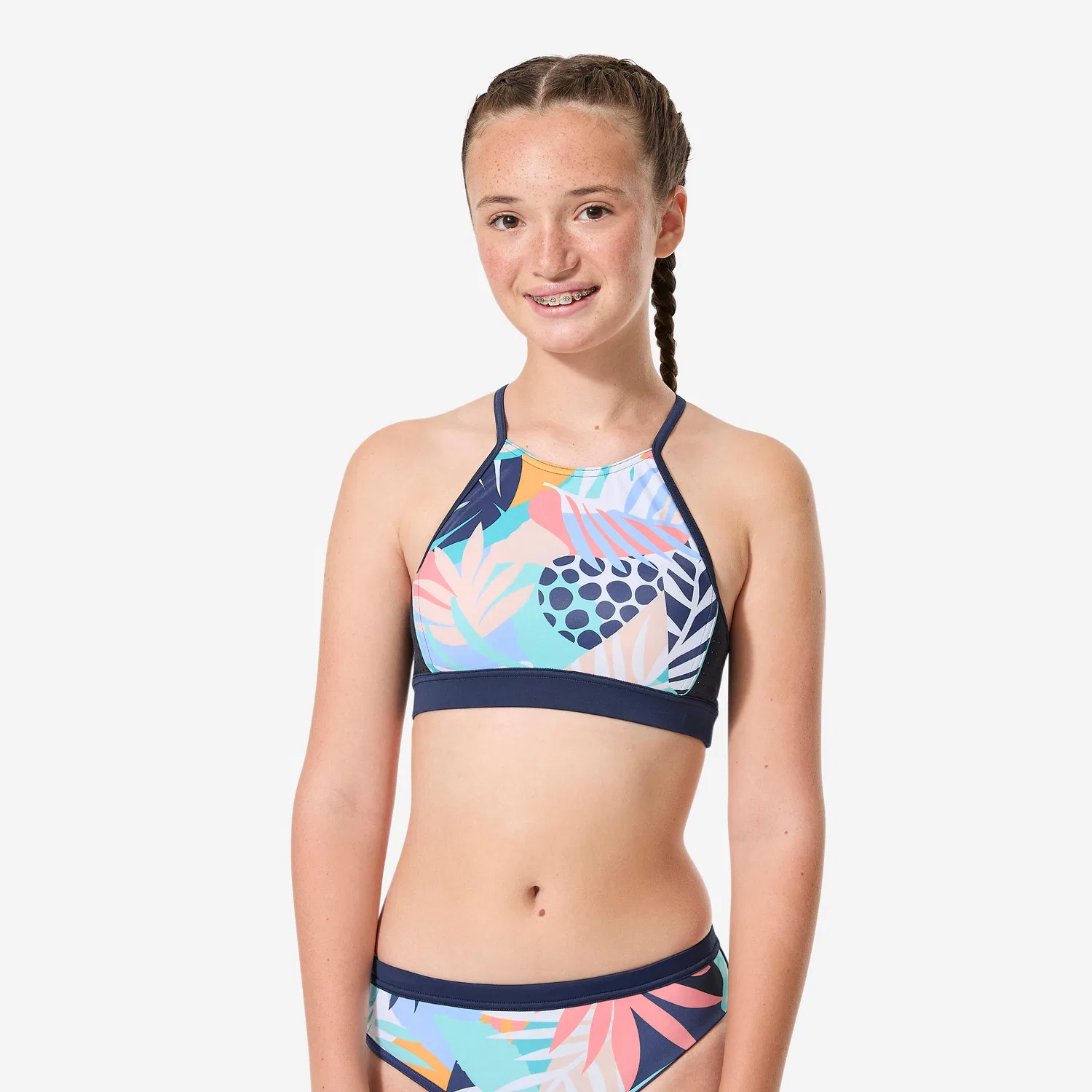 Детское бикини-бюстье для серфинга Madchen 900 Baha Palmy Decathlon, Blau
