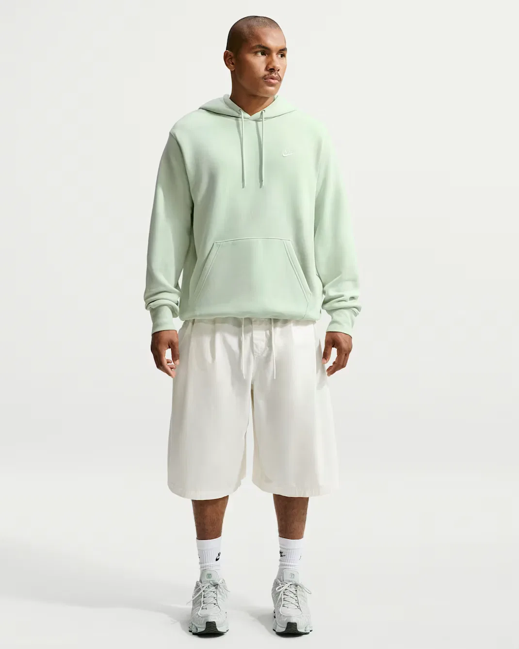 Мужская флисовая толстовка с капюшоном Nike Club, Jade Aura/Jade Aura/White — фото 4