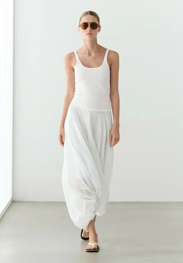 Топ из лиоцелла, хлопка и полиамида Massimo Dutti, белый — фото 4