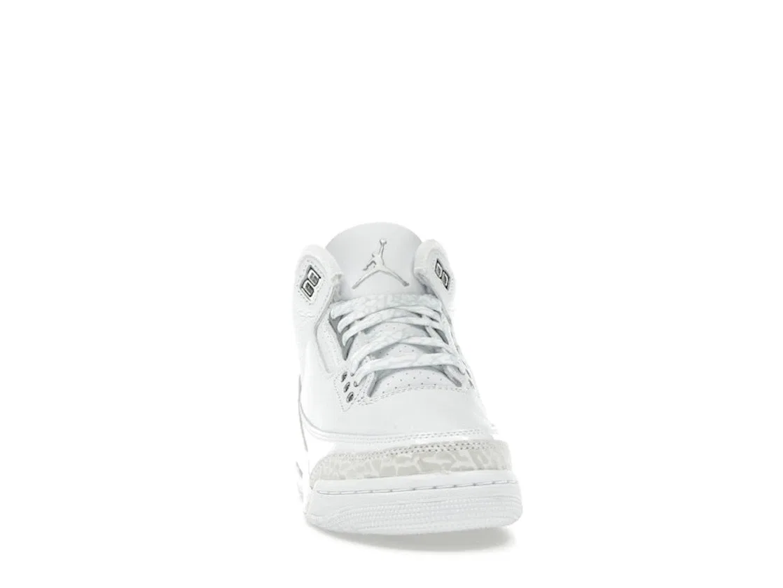 Детские кроссовки с сетчатым верхом Jordan 3 Retro, White/White/Metallic Silver — фото 2